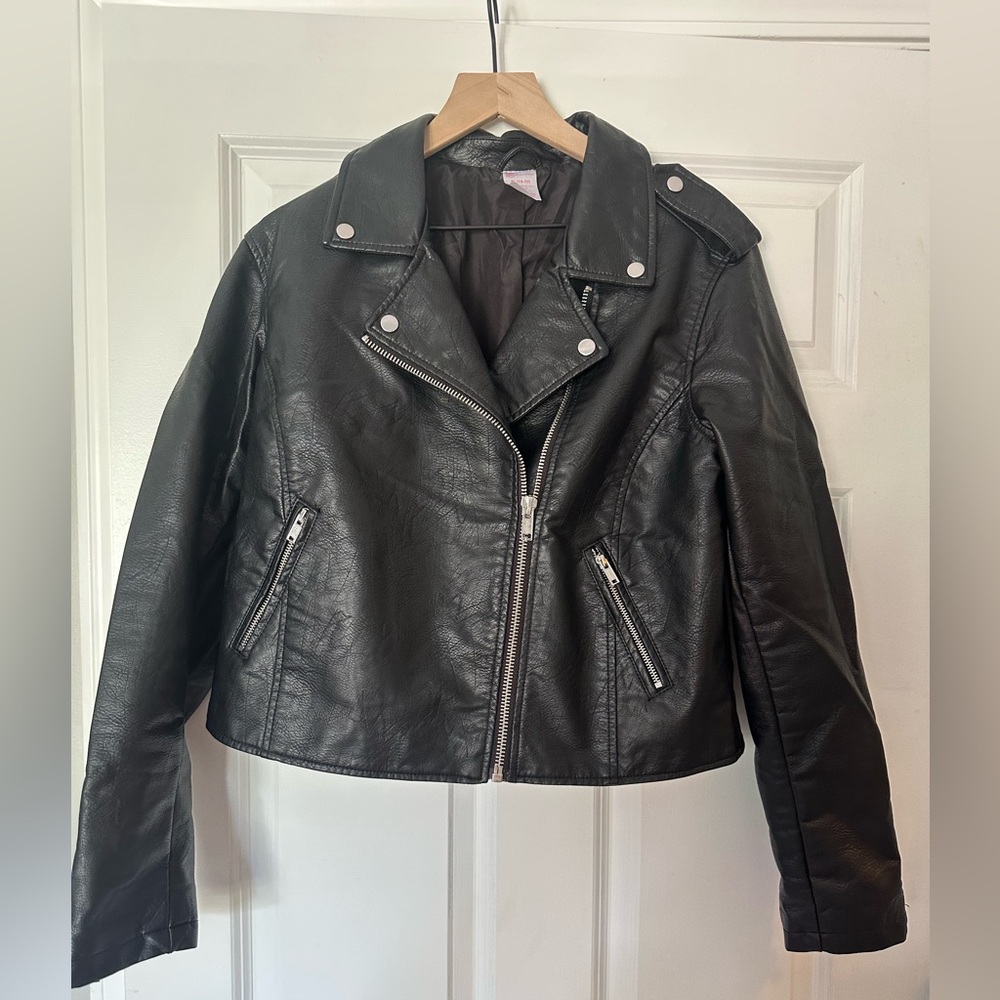 No boundaries black faux leather jacket